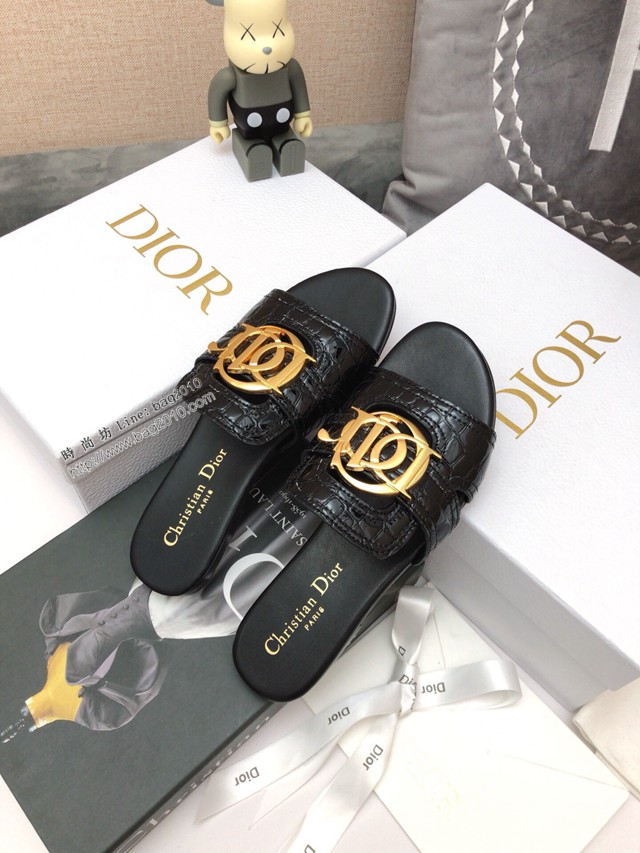 Dior迪奧2021春夏新款果凍色女鞋 CD字母logo五金扣平底鏤空人字拖夾趾涼鞋 dx2856